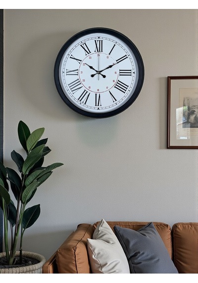 Siyah Asil Tasarım Roma Rakamlı 40 Cm Metal Duvar Saati