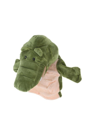 Timsah El Kuklası Çalışan Ağızlı Çocuk Peluş El Kuklaları Koyu Yeşil