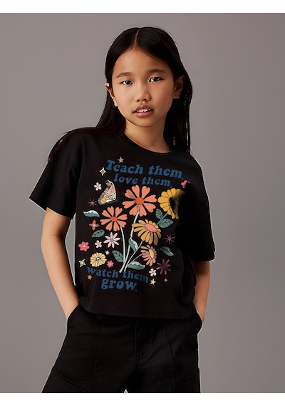 Uyguntarz Çocuk Teach Them Acbaskılı Pamuklu Tshirt Siyah