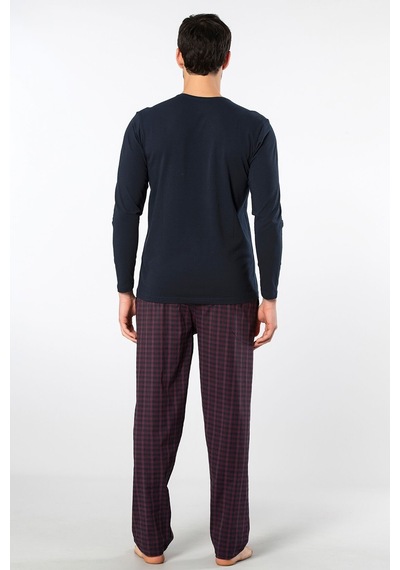 Cacharel Erkek Poplin O Yaka Uzun Kollu Pijama Takım 2239/bordo 1 Lacivert