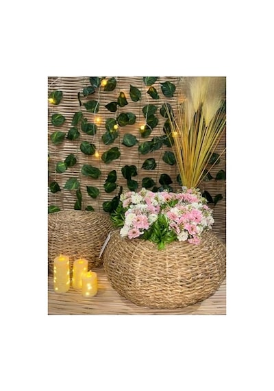 Kare Naturel Hasır Jüt Puf 40x40-12080 Diğer