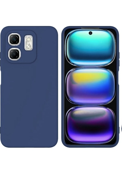 Infinix Hot 50i Uyumlu Silikon Kılıf - Kamera Korumalı Esnek Pastel Renk Kapak - Lacivert Lacivert