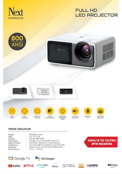 Next Cine800s Googletv Projeksiyon