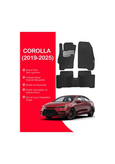 Corolla 2019-2025 Uyumlu Hücreli Yüzey Eva Paspas Seti Paspas Takımı Siyah Yüzey