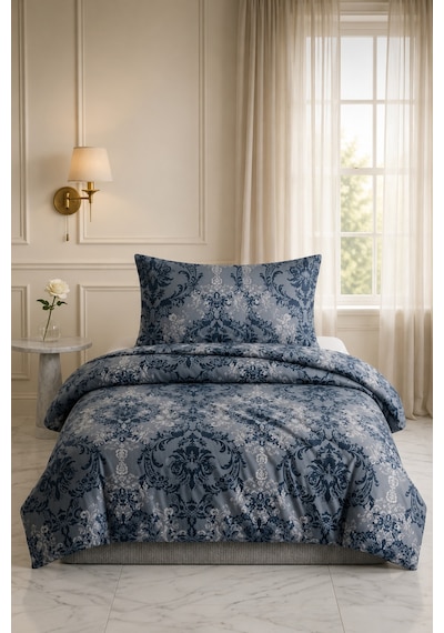 Tek Kişilik Nevresim Takım - 80% Pamuk, 20% Polyester - 160 Cm X 200 Cm Mavi