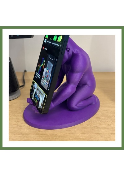 Bezos 3d Baskı Goril Telefon Tutucu - Kaslı Goril Masaüstü Telefon Standı-mor Hb006