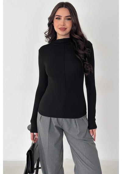 Noa & Noa Kadın Dikiş Detaylı Fit Bluz White Line Siyah