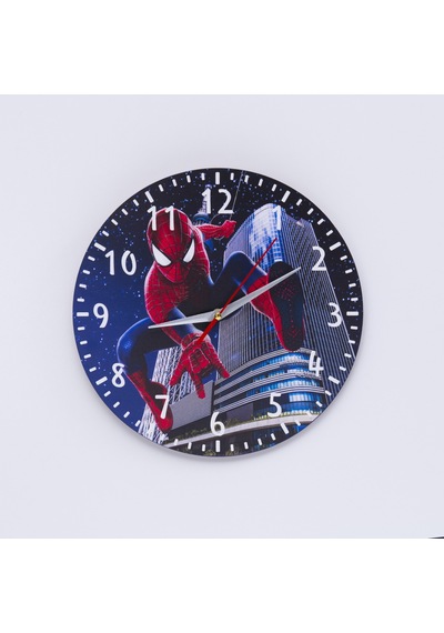Deep Craft Dekoratif Ahşap Duvar Saati Salon,çocuk Odası Saati - Spiderman Kırmızı