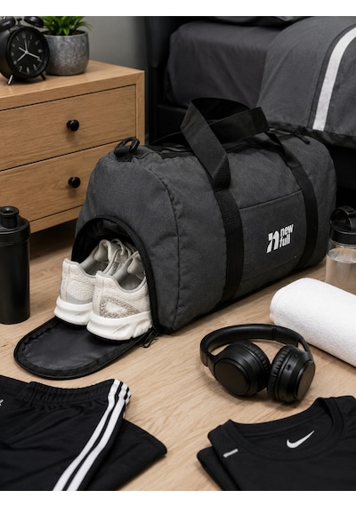 Newfull Sport Ayakkabı Bölmeli Astarlı Su Geçirmez Seyahat Ve Spor Çantası-orta Boy Gri