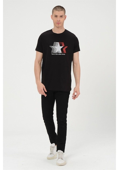 Rich Erkek Basic T-shirt %100 Pamuk Tişört SIYAH