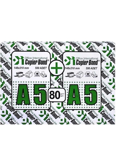 Copier Bond A5 Fotokopi Kağıdı 80 Gram 1000 Li 1 Koli 5 Top A5 Fotokopi Kağıdı