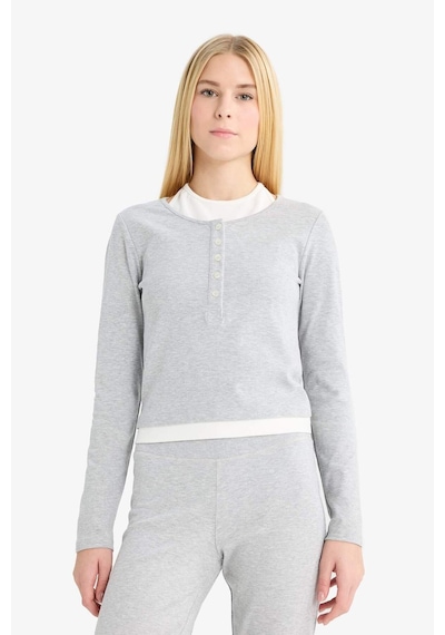 Defacto Coool Halter Yaka Ribana Uzun Kollu Tişört F9352ax25augr256 Gri