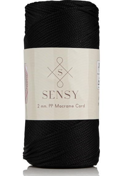 2 Mm - 200 Gr Polyester Makrome Ipi Siyah 230 M Polyester Makrome Ip Supla Ip Ve Çanta Ipliği