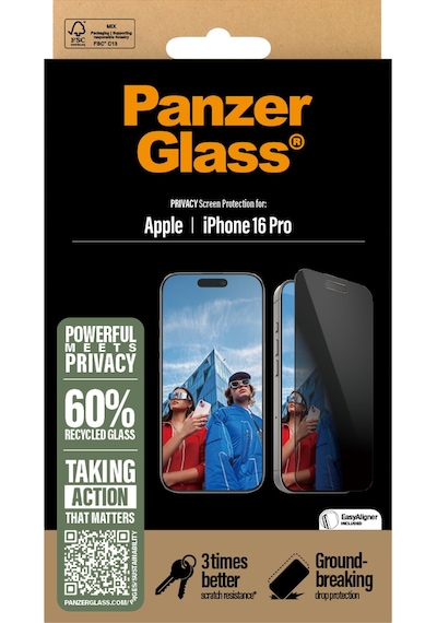 Panzerglass Apple Uyumlu iPhone 16 Pro Ultra-wide Fit Tam Koruma Gizli/hayalet Çerçeve Aparatlı Ekran Koruyucu