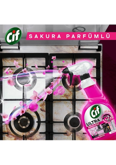 Cif Ultra Sprey Sakura Parfümlü Kir Ve Yağ Sökücü 750 Ml X 4 Adet