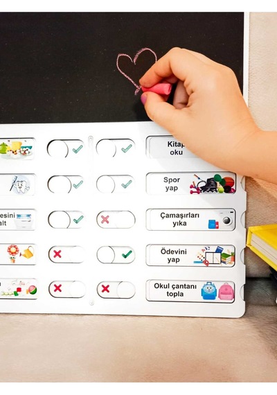 Çocuk Görev Tablosu Ahşap Eğitici Oyuncak - Montessori Günlük Rutin Çizelgesi