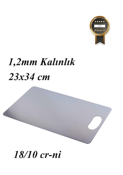 1,2 Mm Paslanmaz Çelik / Metal Kesme Tahtası 304 Kalite 23x34 Cm 18/10 Cr-ni Gümüş