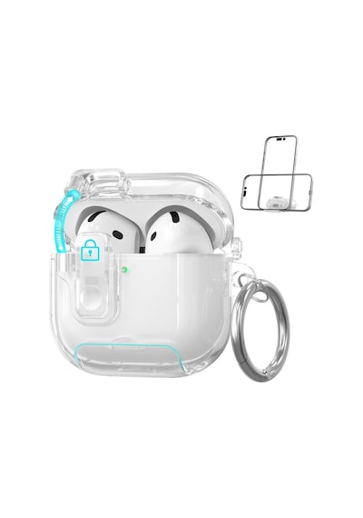 Apple Uyumlu AirPods 4. Nesil İle Kılıf Standlı Kilitli Tpu Premium Matte Trip Case Şeffaf
