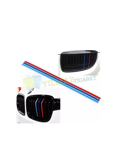 Bmw M Çizgi Şerit Panjur Ön Izgara Oto Sticker Yapıştırma Etiket 0,70 X 30 Cm