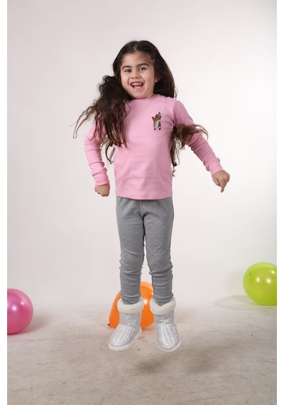 Teenyweenykids Ayıcık Baskı Pijama Takımı Açık Pembe AÇIK PEMBE