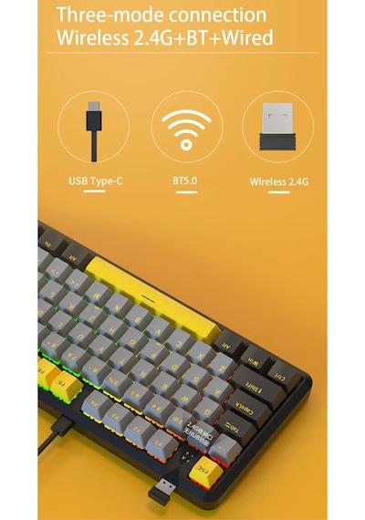 K870t Pro 3 Modlu Uyumlu Hot-swap Rgb, Mekanik Klavye - Siyah