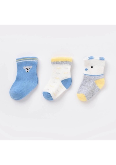 Biorganic Papyonlu Koala 3'lü Bebek Çorabı 68447 Mavi