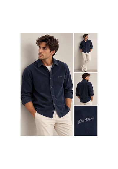 Little Cup Jeans Co Erkek Lacivert Göğüs Nakış Detaylı Yumuşak Dokulu Kadife Gömlek Little Cup Jeans Co Erkek Lacivert Göğüs Nakış Detaylı Yumuşak Dokulu Kadife Gömlek