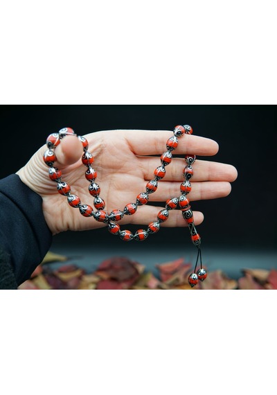 Beyzi Model Kırmızı Damla Oltu Taşı Tesbih St000152