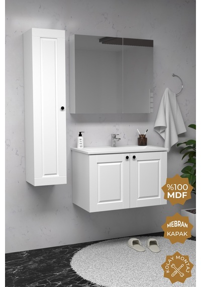 Teta Home Aldera 65 Cm Mdf Gövde Membran Kapak Banyo Dolabı Seti + Boy Dolabı Beyaz Teta Home Aldera 65 Cm Mdf Gövde Membran Kapak Banyo Dolabı Seti + Boy Dolabı Beyaz