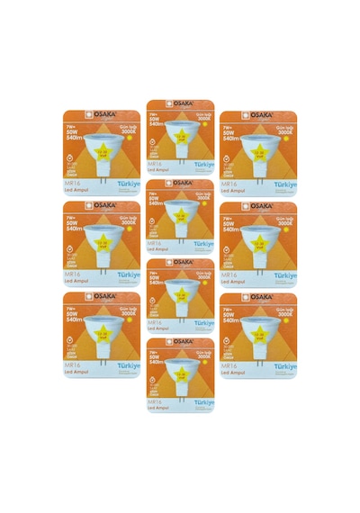 10 Adet Osaka 12volt 7w 50w Sarı 3000k Gu5.3 Duylu İğne Bacak Led Spot Ampul