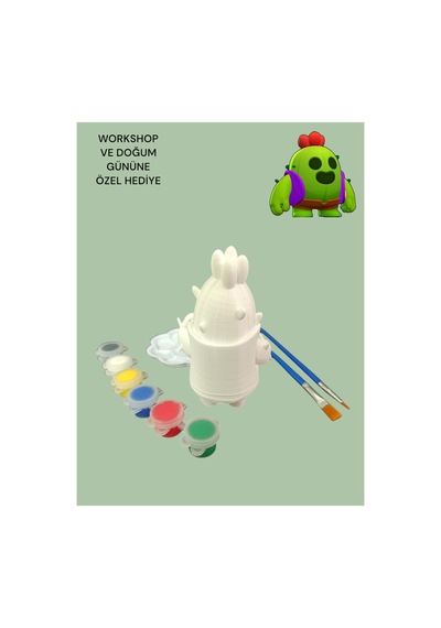 3d Brawl Stars Spike Figür Boyama Seti - Kendin Boya Hobi Ve Etkinlik Seti - Akrilik Boya + 2 Fırça