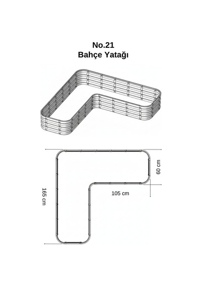 Modüler Yükseltilmiş Bahçe Sebze Yatağı No:21 165x165 Gri