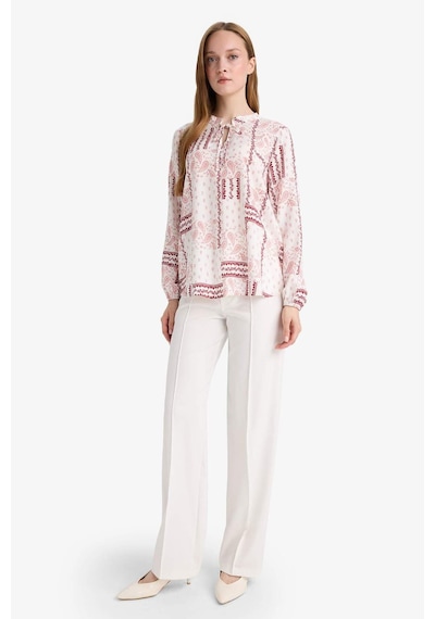 Defacto Regular Fit Desenli Apaş Yaka Uzun Kollu Bluz N1809az25sppn436 Pembe