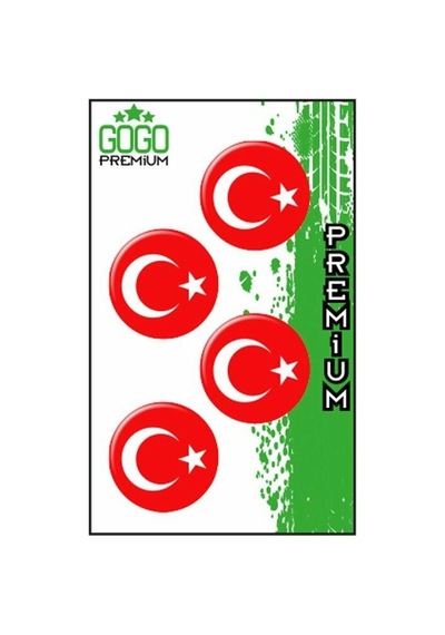 Türk Bayrağı 2 3x3 Cm Dörtlü Damla Etiket Çok Renkli