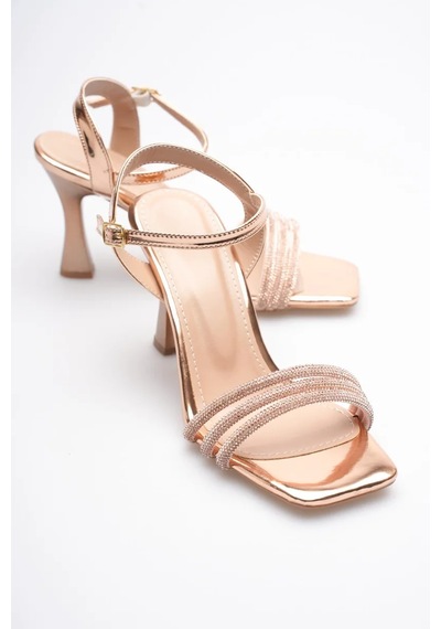 Trendella Rose Gold Taşlı İnce Topuklu Abiye Sandalet Tr20my15g Yeşil