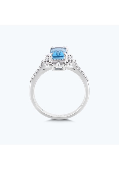 Altınbaş Pırlanta Mavi Topaz Emerald Kesim Yüzük Pnf046bt-14k