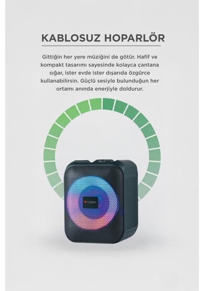 Özel Üretim Bluetooth Hoparlör Rgb D13 Siyah Seyyar Ürün Parti Eşyası Çanta Boyu