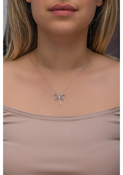 Nereze 925 Ayar Gümüş Mor Zirkon Taşlı Yusufcuk Model Kolye