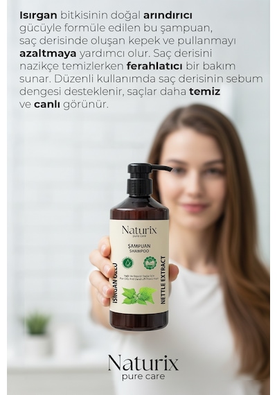 Naturix Isırgan Otu Özlü Tuzsuz Kepeğe Karşı Etkili Şampuan 600 ML