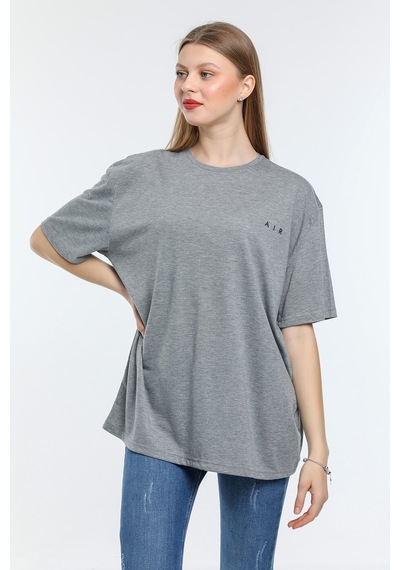 Kadın Bisiklet Yaka Regular Fit Air Baskılı Tişort Spr21yk23 001