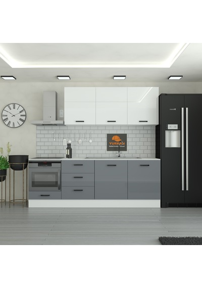 240 Cm Mutfak Dolabı Mdf Kapak Tezgah Dahil Yrkn240 98 Gri 240 Cm Mutfak Dolabı Mdf Kapak Tezgah Dahil Yrkn240 98 Gri