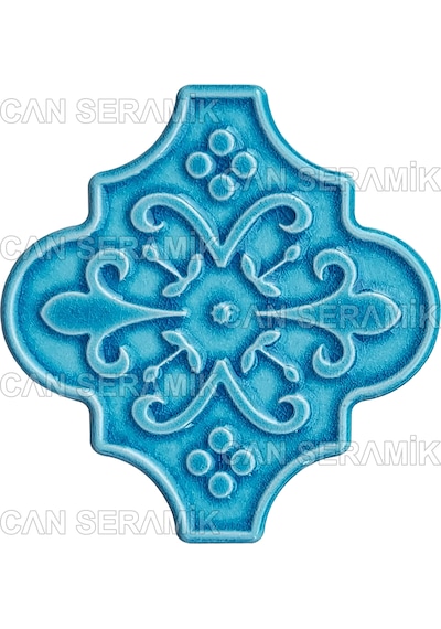 Can Seramik - 12x12 Cm. Arabesk Desenli Kabartmalı Seramik Karo N11.212