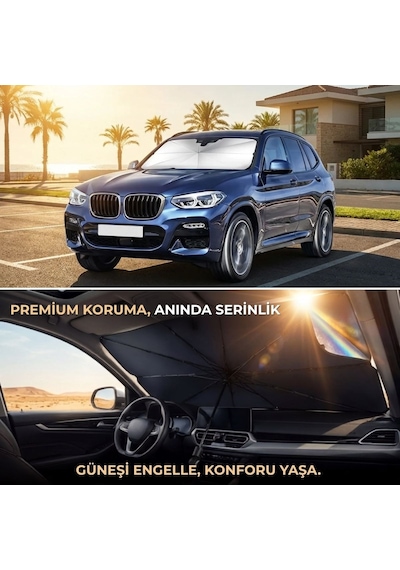 Buffer Premium Katlanabilir Araç Ön Cam Güneşliği Şemsiye Tipi Oto Güneşlik, Uv Korumalı Isı Yalıtıml 1