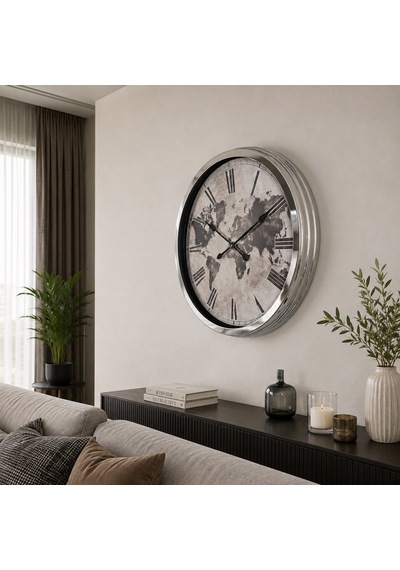 Silver Legacy World 60 X 60 Cm Metal Duvar Saati Diğer