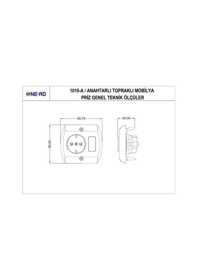 Nead 1015-a Anahtarlı Topraklı Mobilya Priz