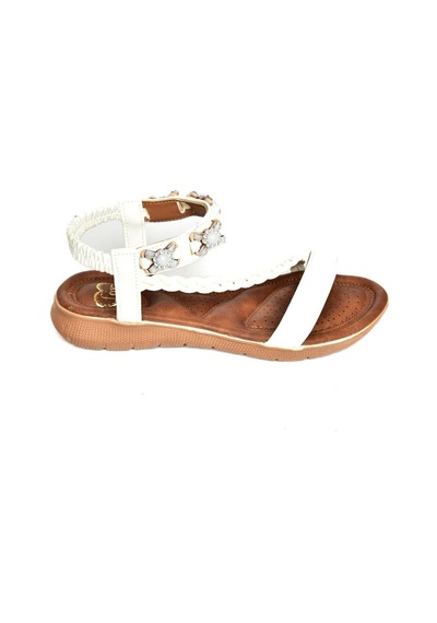 Fox Shoes S258013409 Beyaz Alçak Tabanlı Kadın Sandalet Beyaz