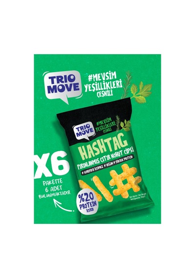 Hashtag Fırınlanmış Nohut Cipsi Mevsim Yeşillikleri Çeşnili 6 Adet Trio Move