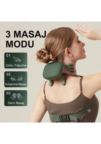 Fz-831 Isıtmalı Ve Yoğurmalı Şarjlı Çift El Fonksiyonlu Boyun Omuz Sırt Masaj Aleti - Kablosuz 3d Shiatsu