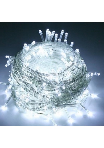 100 Ledli 8 Fonksiyonlu 10 Metre Beyaz Dekoratif Led Aydınlatma Işık 10 Metre