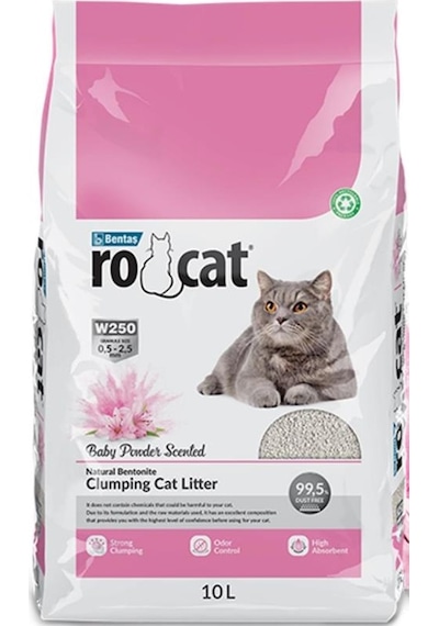 Rocat Bebek Pudrası Kokulu Topaklaşan İnce Bentonit Kedi Kumu 10 L